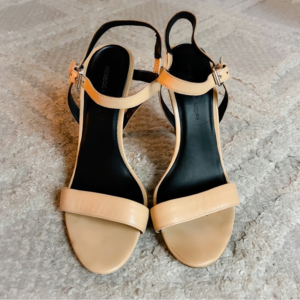 Rebecca Minkoff Nude Leather Strappy Stiletto Sandals Heels 9 - Picture 3 of 9